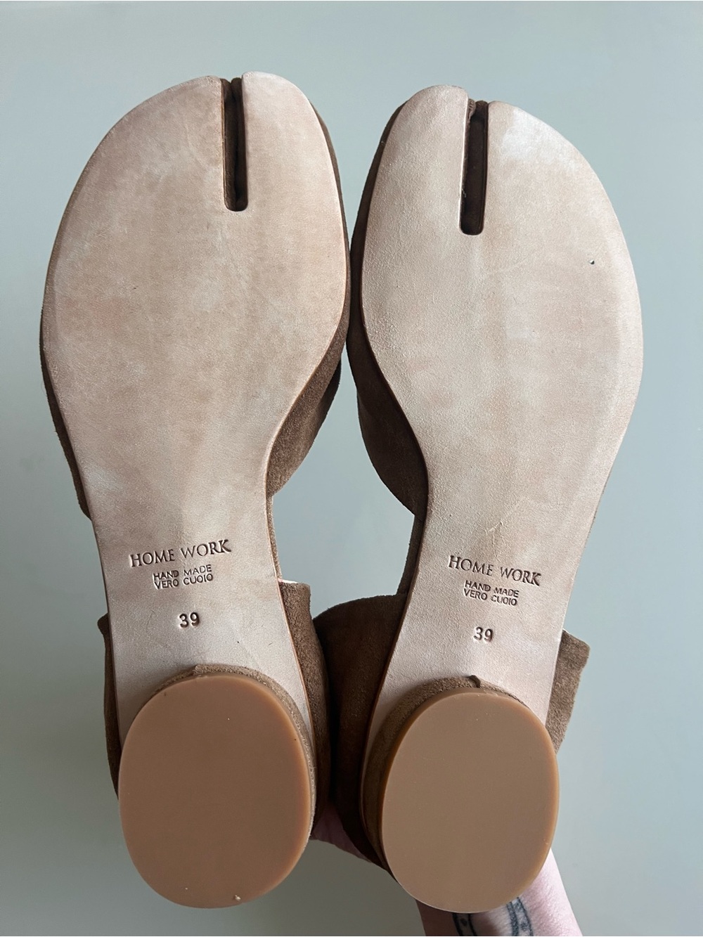 HOME WORK ATELIER Tabi Ballet Flats Suede Brown Minimalist Shoes - Picture 12 of 16